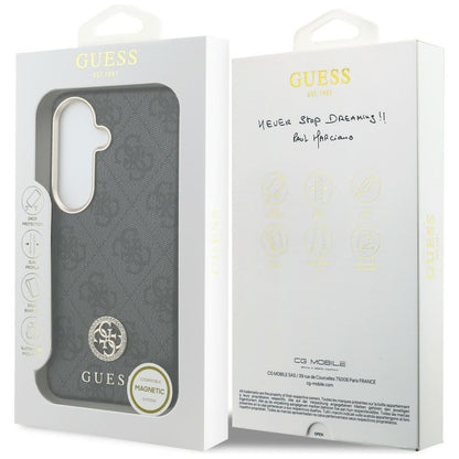 Futrola MagSafe za Samsung Galaxy S26 S942, Guess, Rhinestone Round Logo, Crna