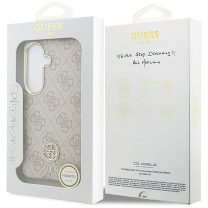 Futrola MagSafe za Samsung Galaxy S26 S942, Guess, Rhinestone Round Logo, Roze