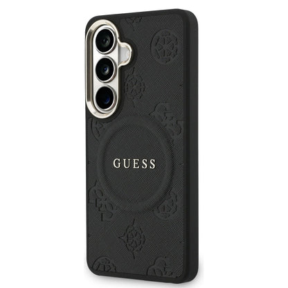 Futrola MagSafe za Samsung Galaxy S26 S942, Guess, Saffiano Peony Embossed Ring, Crna