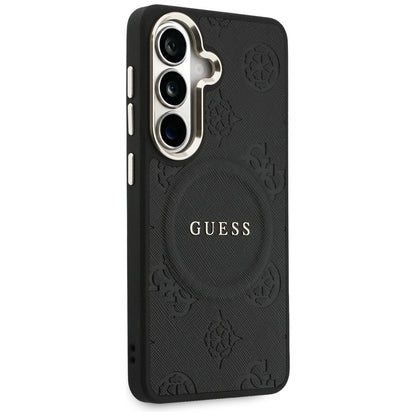 Futrola MagSafe za Samsung Galaxy S26 S942, Guess, Saffiano Peony Embossed Ring, Crna