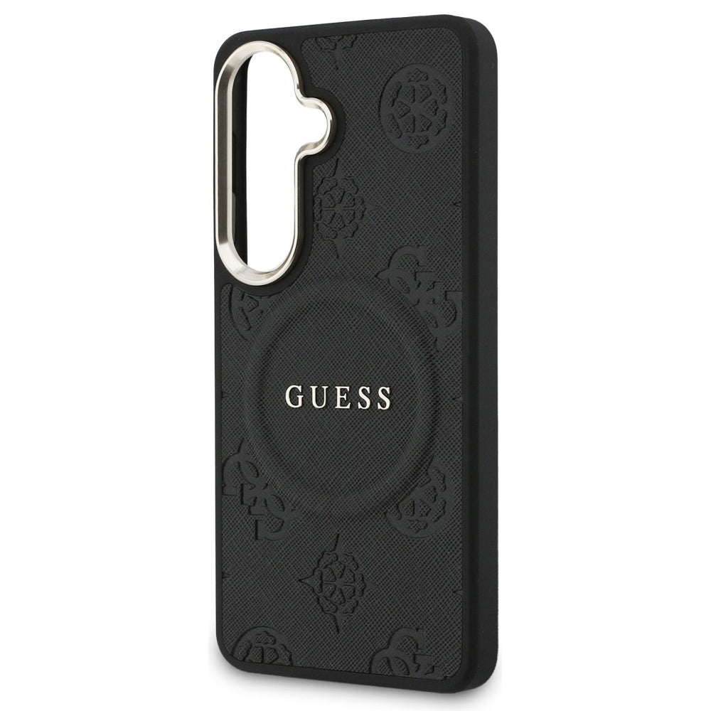 Futrola MagSafe za Samsung Galaxy S26 S942, Guess, Saffiano Peony Embossed Ring, Crna
