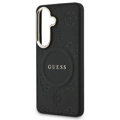 Futrola MagSafe za Samsung Galaxy S26 S942, Guess, Saffiano Peony Embossed Ring, Crna