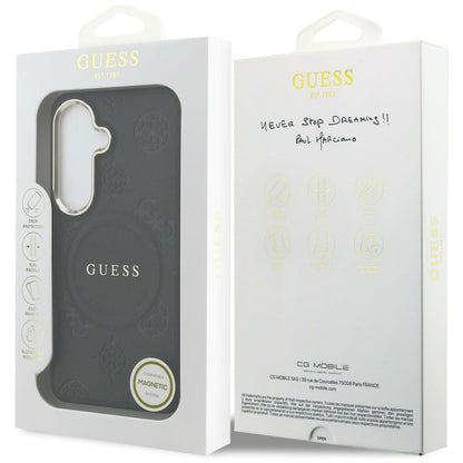 Futrola MagSafe za Samsung Galaxy S26 S942, Guess, Saffiano Peony Embossed Ring, Crna