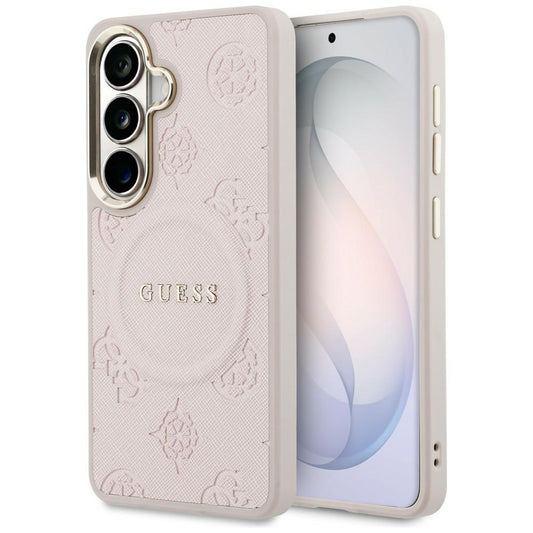 Futrola MagSafe za Samsung Galaxy S26 S942, Guess, Saffiano Peony Embossed Ring, Roze