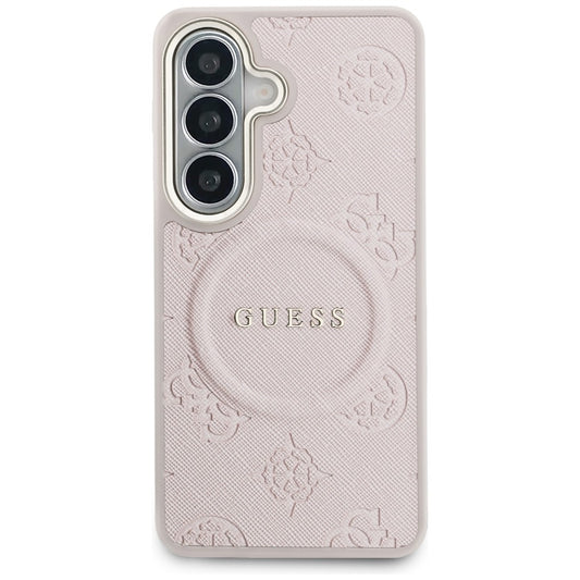 Futrola MagSafe za Samsung Galaxy S26 S942, Guess, Saffiano Peony Embossed Ring, Roze