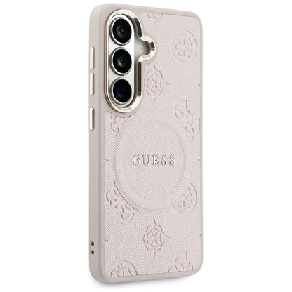 Futrola MagSafe za Samsung Galaxy S26 S942, Guess, Saffiano Peony Embossed Ring, Roze
