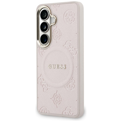 Futrola MagSafe za Samsung Galaxy S26 S942, Guess, Saffiano Peony Embossed Ring, Roze
