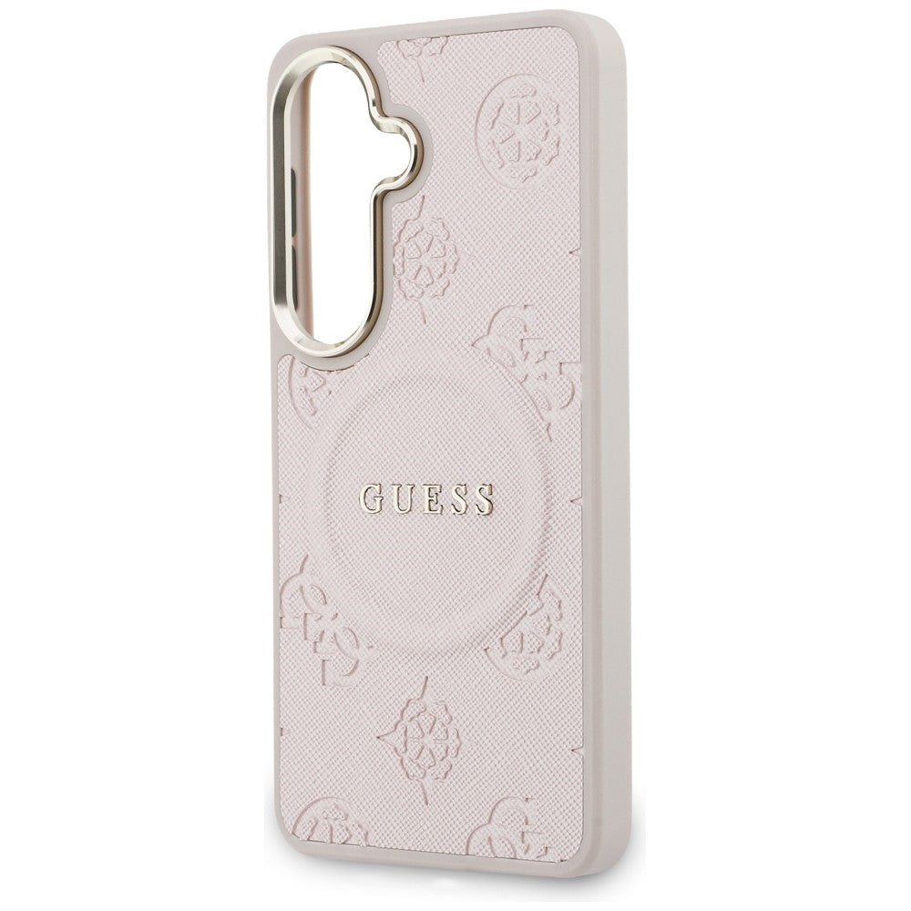 Futrola MagSafe za Samsung Galaxy S26 S942, Guess, Saffiano Peony Embossed Ring, Roze