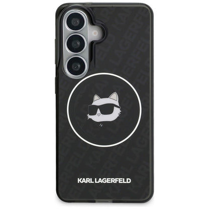 Futrola MagSafe za Samsung Galaxy S26 S942, Karl Lagerfeld, IML Choupette Head on KL Repeated Logo, Crna