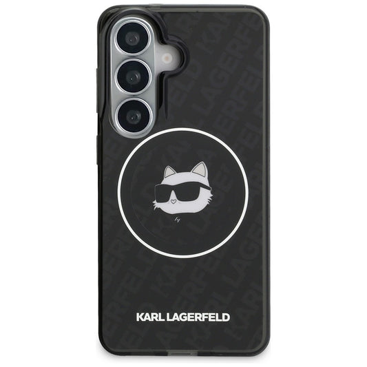 Futrola MagSafe za Samsung Galaxy S26 S942, Karl Lagerfeld, IML Choupette Head on KL Repeated Logo, Crna