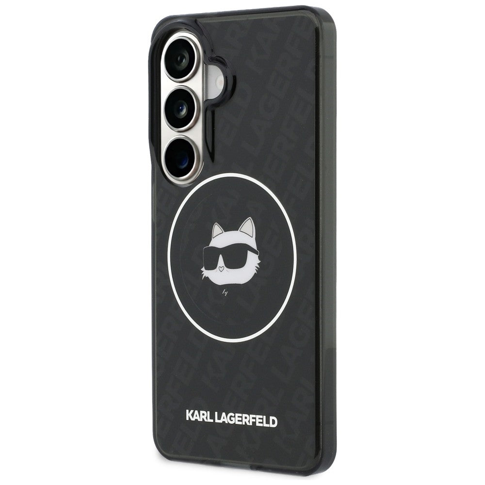 Futrola MagSafe za Samsung Galaxy S26 S942, Karl Lagerfeld, IML Choupette Head on KL Repeated Logo, Crna