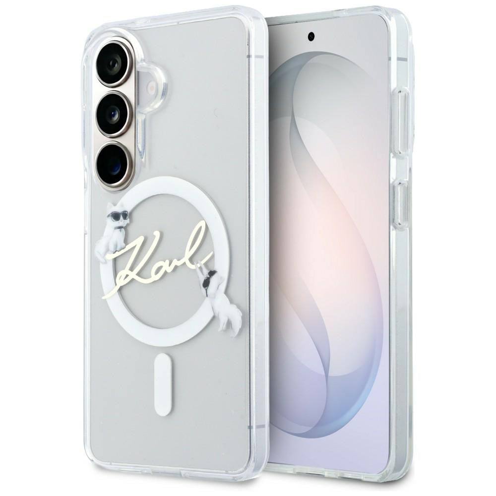 MagSafe futrola za Samsung Galaxy S26 S942, Karl Lagerfeld, IML Choupette Karl Script Logo, Bela