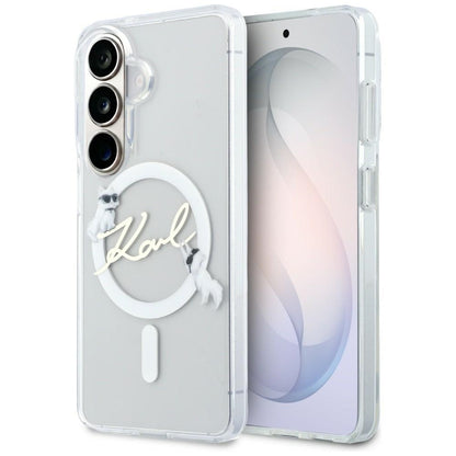 MagSafe futrola za Samsung Galaxy S26 S942, Karl Lagerfeld, IML Choupette Karl Script Logo, Bela