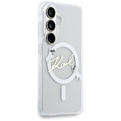 MagSafe futrola za Samsung Galaxy S26 S942, Karl Lagerfeld, IML Choupette Karl Script Logo, Bela