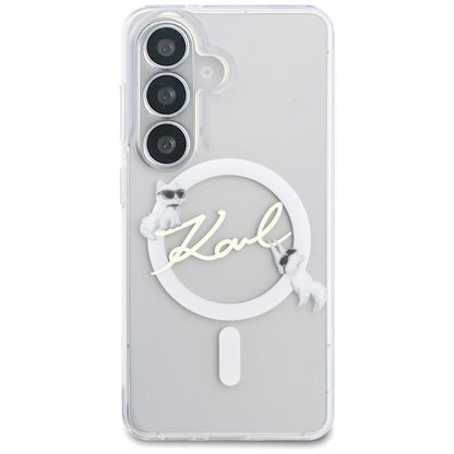MagSafe futrola za Samsung Galaxy S26 S942, Karl Lagerfeld, IML Choupette Karl Script Logo, Bela
