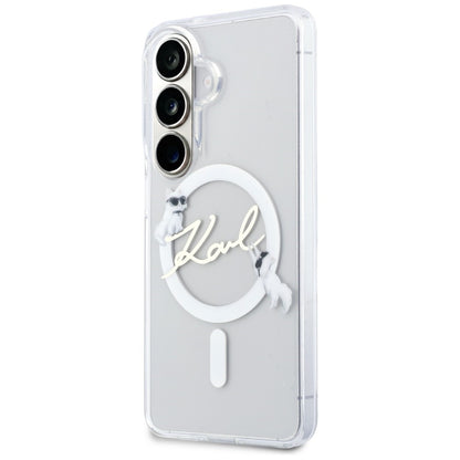 MagSafe futrola za Samsung Galaxy S26 S942, Karl Lagerfeld, IML Choupette Karl Script Logo, Bela