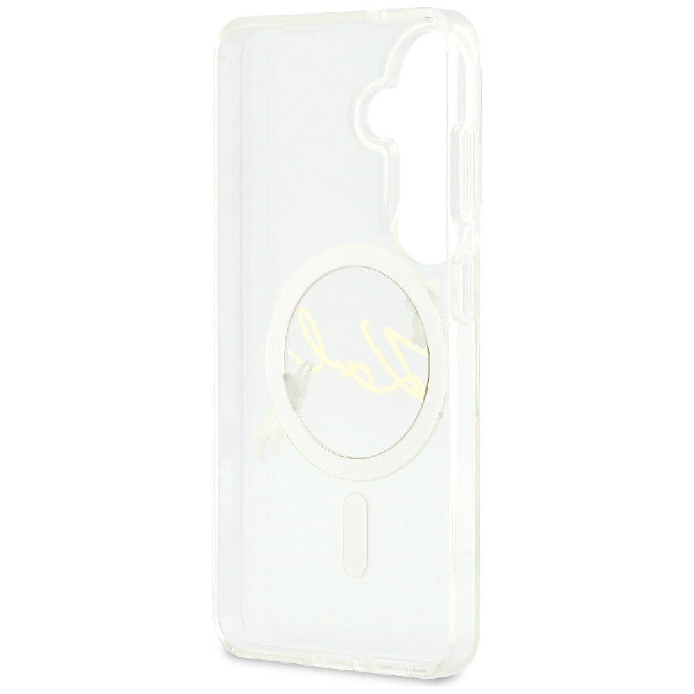 MagSafe futrola za Samsung Galaxy S26 S942, Karl Lagerfeld, IML Choupette Karl Script Logo, Bela