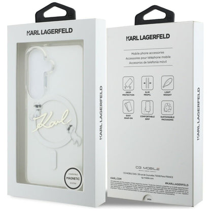 MagSafe futrola za Samsung Galaxy S26 S942, Karl Lagerfeld, IML Choupette Karl Script Logo, Bela