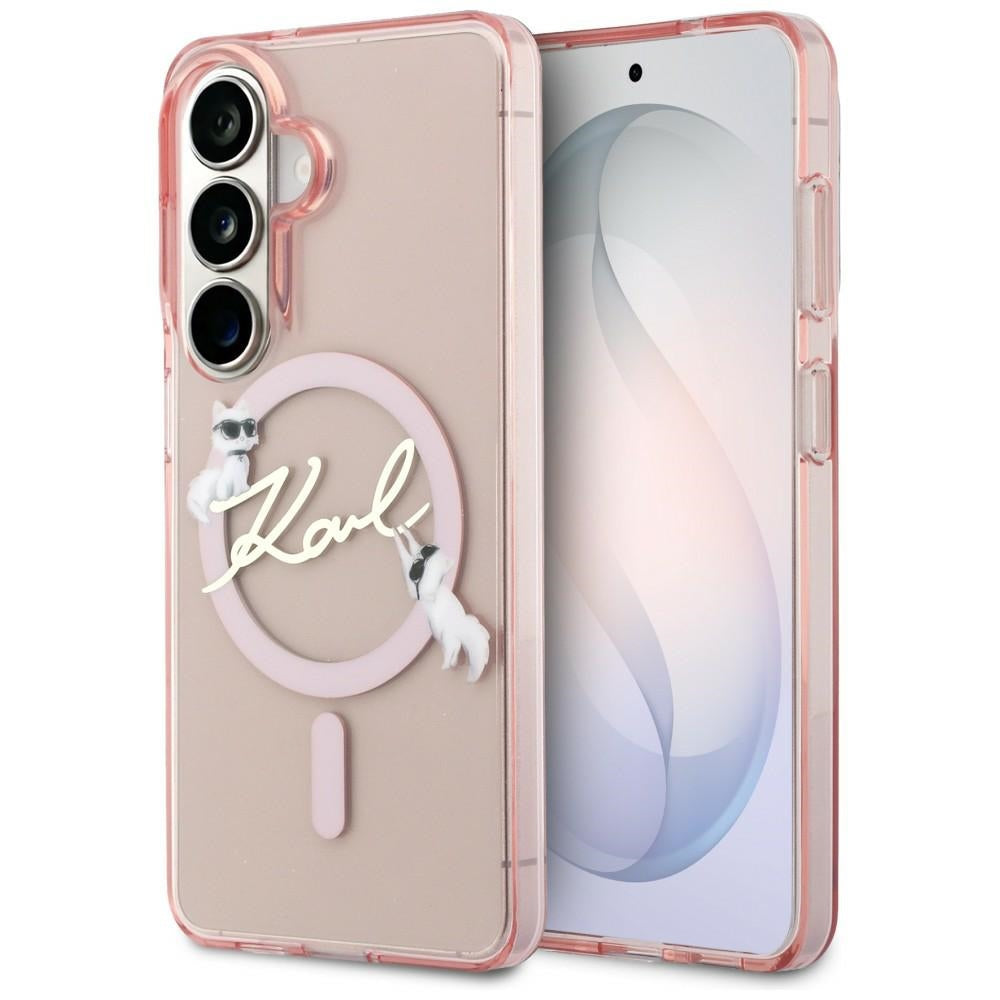 MagSafe futrola za Samsung Galaxy S26 S942, Karl Lagerfeld, IML Choupette Karl Script Logo, Roze