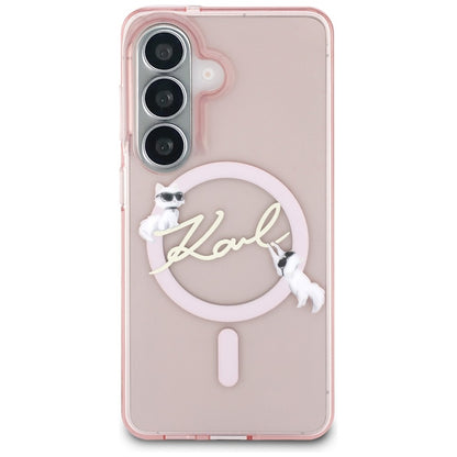 MagSafe futrola za Samsung Galaxy S26 S942, Karl Lagerfeld, IML Choupette Karl Script Logo, Roze