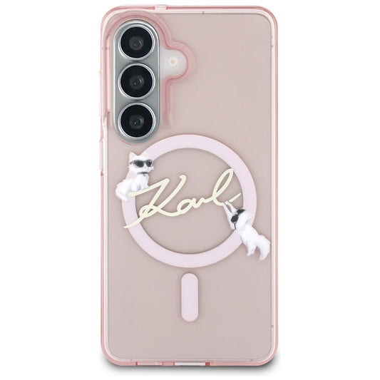 MagSafe futrola za Samsung Galaxy S26 S942, Karl Lagerfeld, IML Choupette Karl Script Logo, Roze