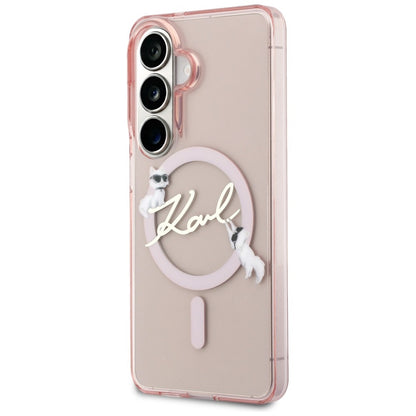 MagSafe futrola za Samsung Galaxy S26 S942, Karl Lagerfeld, IML Choupette Karl Script Logo, Roze