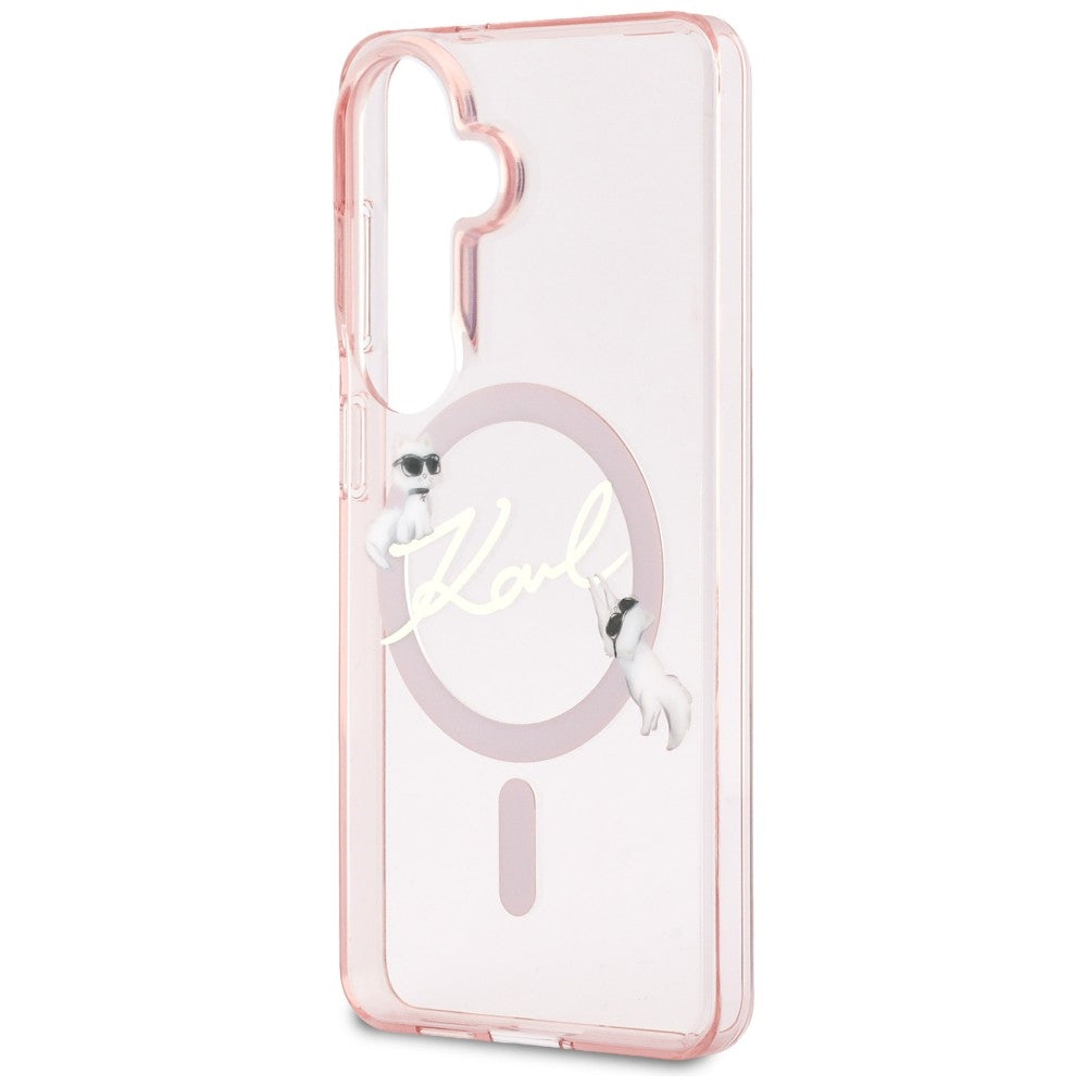 MagSafe futrola za Samsung Galaxy S26 S942, Karl Lagerfeld, IML Choupette Karl Script Logo, Roze