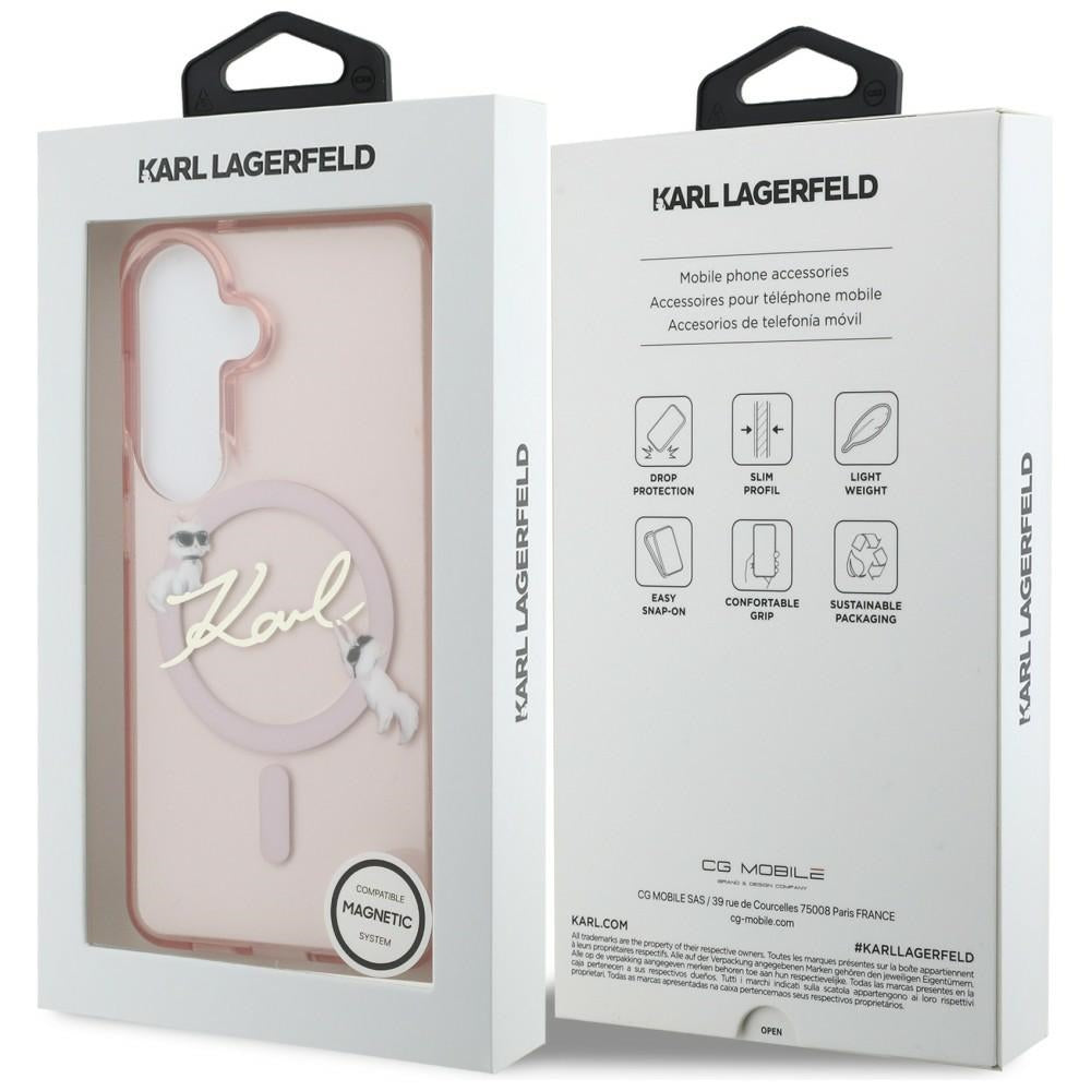 MagSafe futrola za Samsung Galaxy S26 S942, Karl Lagerfeld, IML Choupette Karl Script Logo, Roze