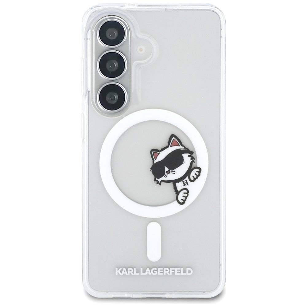 MagSafe futrola za Samsung Galaxy S26 S942, Karl Lagerfeld, IML Choupette Peekaboo Logo, Bela