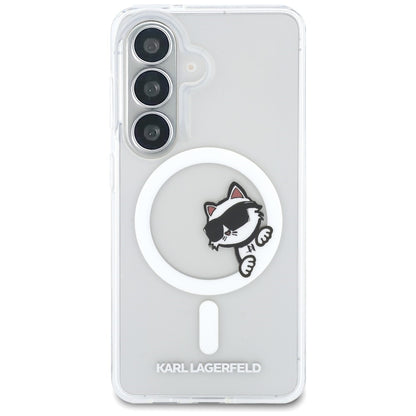 MagSafe futrola za Samsung Galaxy S26 S942, Karl Lagerfeld, IML Choupette Peekaboo Logo, Bela