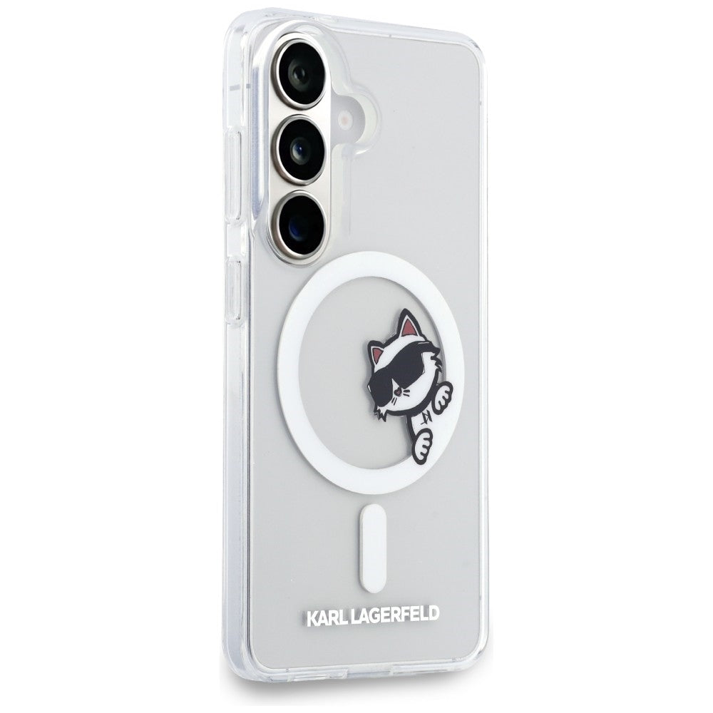MagSafe futrola za Samsung Galaxy S26 S942, Karl Lagerfeld, IML Choupette Peekaboo Logo, Bela