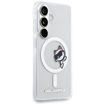 MagSafe futrola za Samsung Galaxy S26 S942, Karl Lagerfeld, IML Choupette Peekaboo Logo, Bela