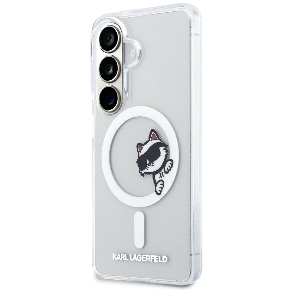 MagSafe futrola za Samsung Galaxy S26 S942, Karl Lagerfeld, IML Choupette Peekaboo Logo, Bela
