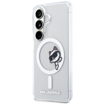 MagSafe futrola za Samsung Galaxy S26 S942, Karl Lagerfeld, IML Choupette Peekaboo Logo, Bela