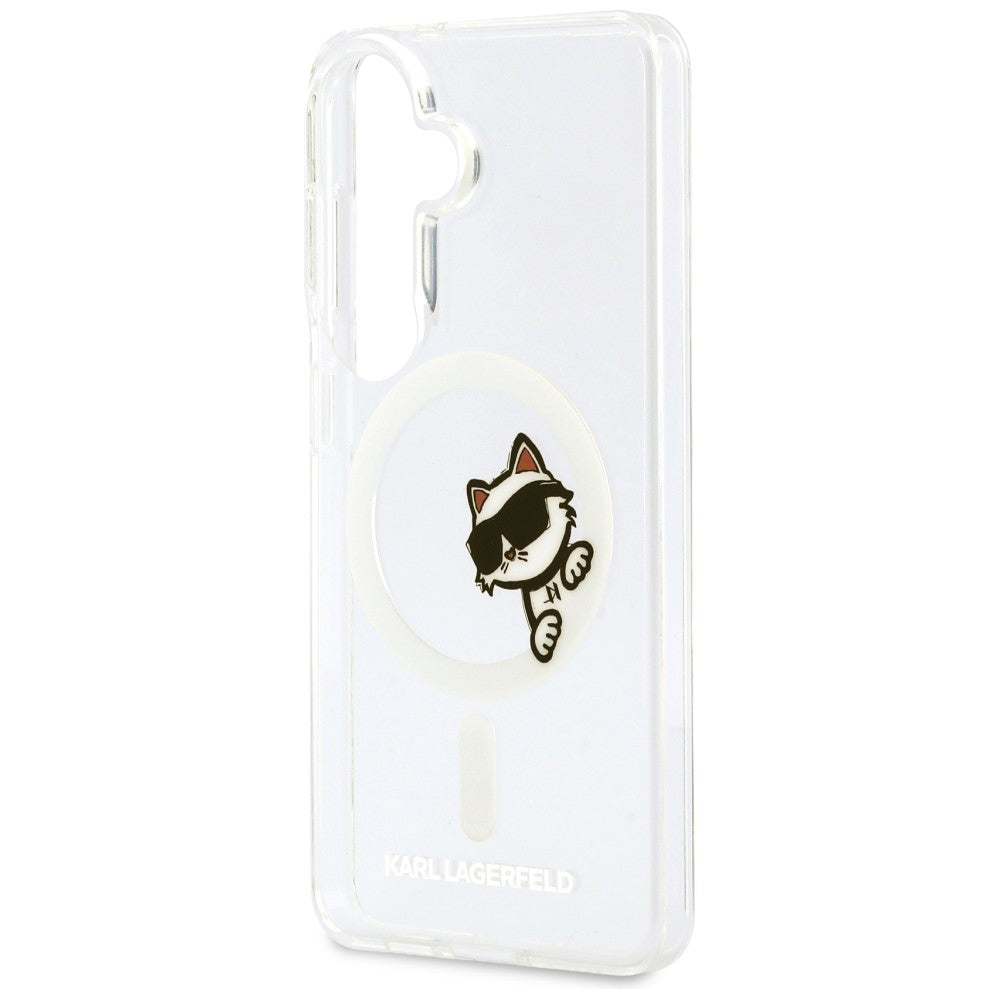 MagSafe futrola za Samsung Galaxy S26 S942, Karl Lagerfeld, IML Choupette Peekaboo Logo, Bela
