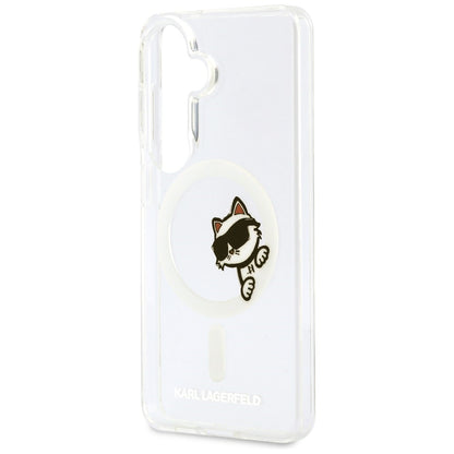 MagSafe futrola za Samsung Galaxy S26 S942, Karl Lagerfeld, IML Choupette Peekaboo Logo, Bela