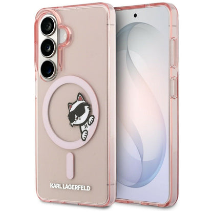 Futrola MagSafe za Samsung Galaxy S26 S942, Karl Lagerfeld, IML Choupette Peekaboo Logo, Roze