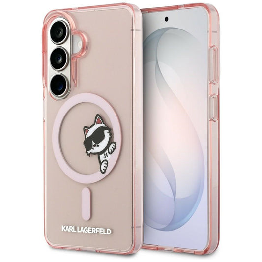 Futrola MagSafe za Samsung Galaxy S26 S942, Karl Lagerfeld, IML Choupette Peekaboo Logo, Roze