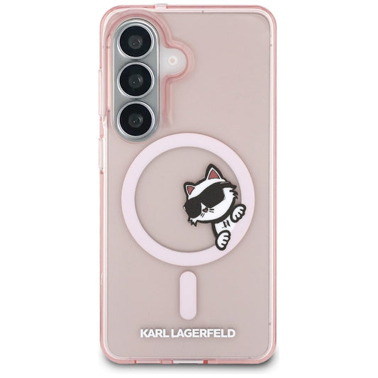 Futrola MagSafe za Samsung Galaxy S26 S942, Karl Lagerfeld, IML Choupette Peekaboo Logo, Roze