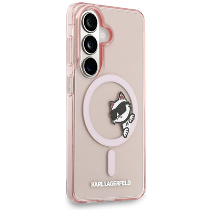 Futrola MagSafe za Samsung Galaxy S26 S942, Karl Lagerfeld, IML Choupette Peekaboo Logo, Roze