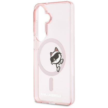 Futrola MagSafe za Samsung Galaxy S26 S942, Karl Lagerfeld, IML Choupette Peekaboo Logo, Roze
