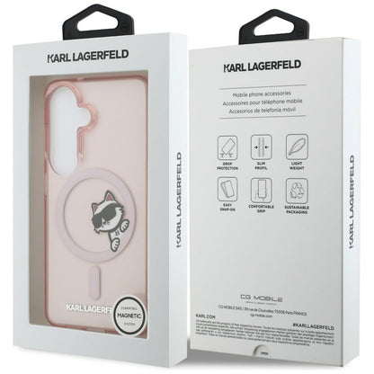 Futrola MagSafe za Samsung Galaxy S26 S942, Karl Lagerfeld, IML Choupette Peekaboo Logo, Roze