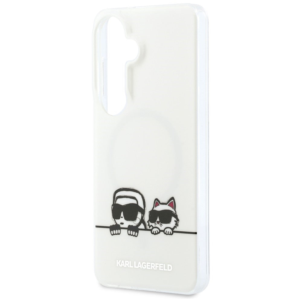 Futrola MagSafe za Samsung Galaxy S26 S942, Karl Lagerfeld, IML Karl & Choupette Peekaboo Logo, Bela