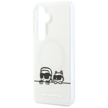 Futrola MagSafe za Samsung Galaxy S26 S942, Karl Lagerfeld, IML Karl & Choupette Peekaboo Logo, Bela