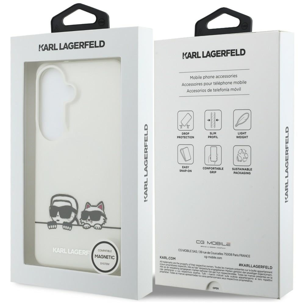 Futrola MagSafe za Samsung Galaxy S26 S942, Karl Lagerfeld, IML Karl & Choupette Peekaboo Logo, Bela