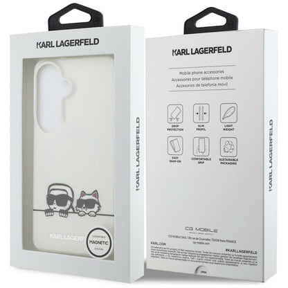 Futrola MagSafe za Samsung Galaxy S26 S942, Karl Lagerfeld, IML Karl & Choupette Peekaboo Logo, Bela