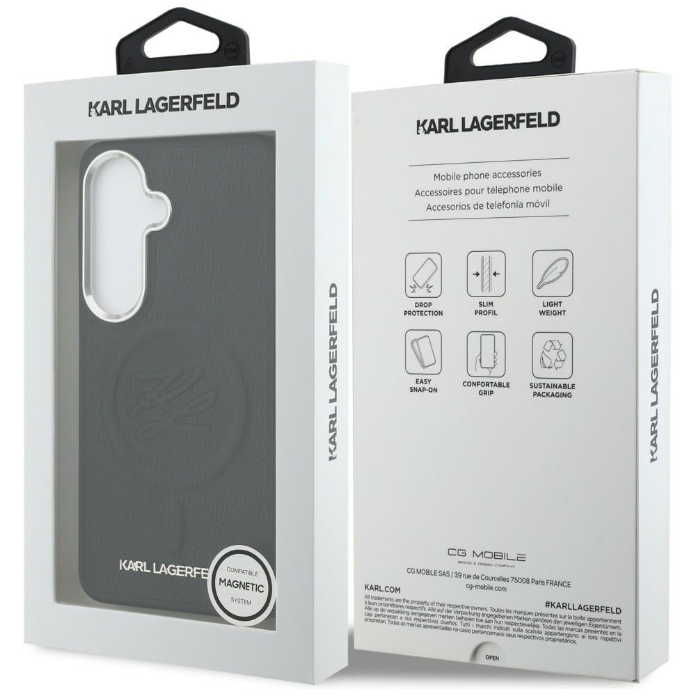 Futrola MagSafe za Samsung Galaxy S26 S942, Karl Lagerfeld, Initial Logo Debossed, Crna