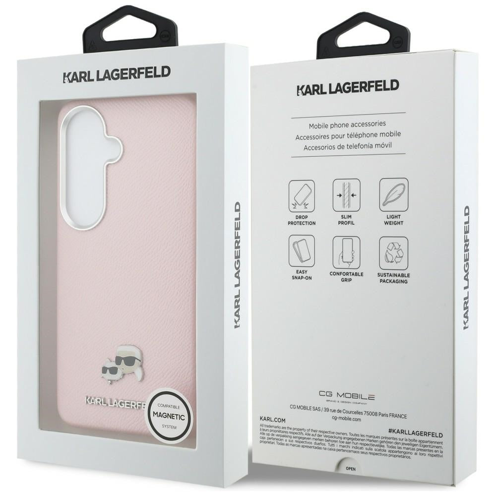 Futrola MagSafe za Samsung Galaxy S26 S942, Karl Lagerfeld, Karl & Choupette Head's Pin, Roze