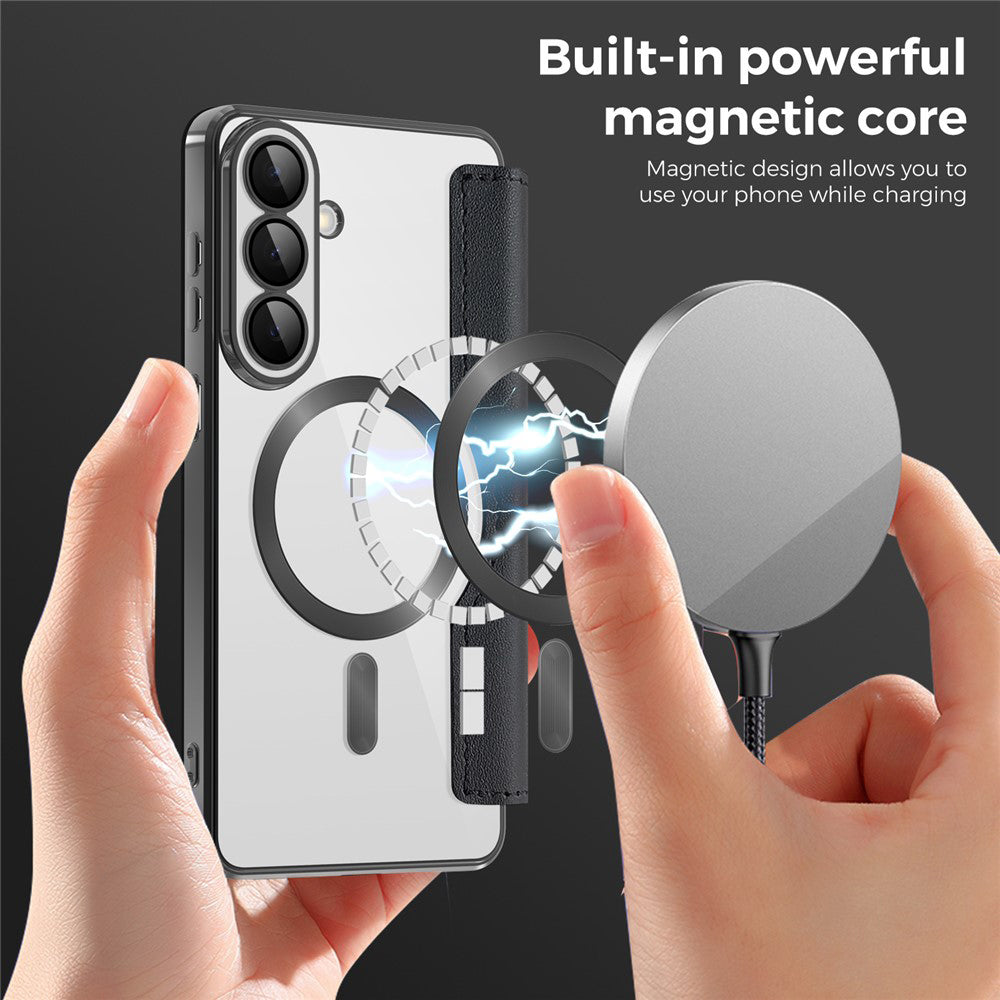 Futrola MagSafe za Samsung Galaxy S26, Techsuit, SmartMag Book, Crna