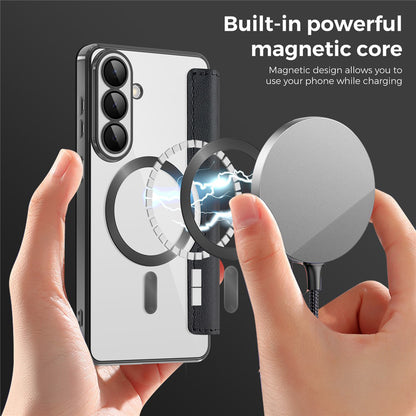 Futrola MagSafe za Samsung Galaxy S26, Techsuit, SmartMag Book, Crna